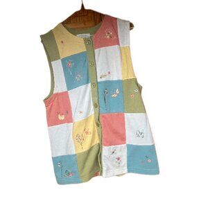 CJ Banks X multicolor sleeveless top Flower and butterflies are scattered about